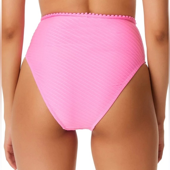 Jessica Simpson Pink Textured High Cut High Waist Bikini Separate NEW Size Med - Picture 12 of 12
